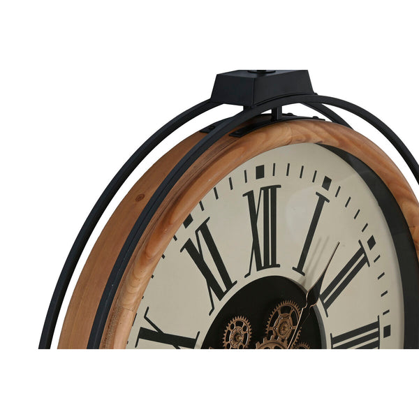 Wanduhr Home ESPRIT Schwarz Beige Gold natürlich Metall Kiefernholz 74 x 9 x 91 cm