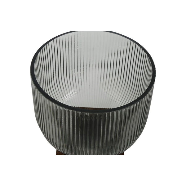 Vase Home ESPRIT Braun Grau Holz Kristall Moderne 16 x 16 x 20 cm