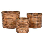 Satz Blumentöpfe Home ESPRIT Braun Metall Rattan Tropical 31 x 31 x 27 cm