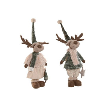 Weihnachtsschmuck Home ESPRIT grün Beige Rentier 29 x 16 x 60 cm (2 Stück)
