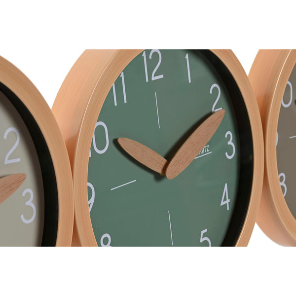 Wanduhr Home ESPRIT Braun grün Grau polystyrol 30 x 4 x 30 cm (3 Stück)