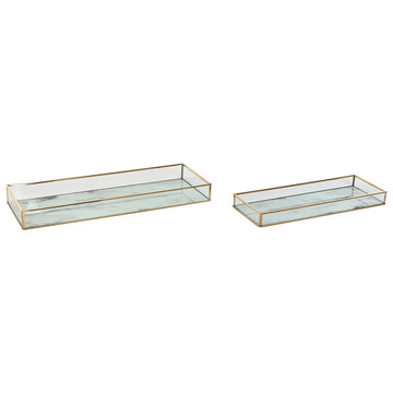 Tablettset Home ESPRIT Weiß Gold Metall Kristall 42 x 15 x 4 cm (2 Stück)