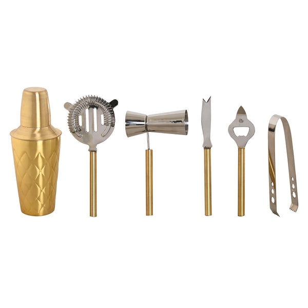 Cocktail-Set Home ESPRIT Gold Edelstahl 22 x 22 x 21 cm