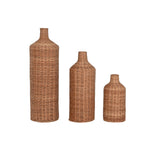 Set von 3 Vasen Home ESPRIT Braun Metall natürlich 25 x 25 x 82 cm (3 Stücke)
