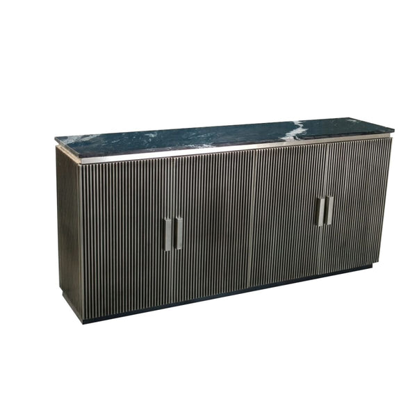 Anrichte Home ESPRIT Schwarz Silberfarben Messing Marmor 180 x 40 x 85 cm 180 x 40 x 86 cm