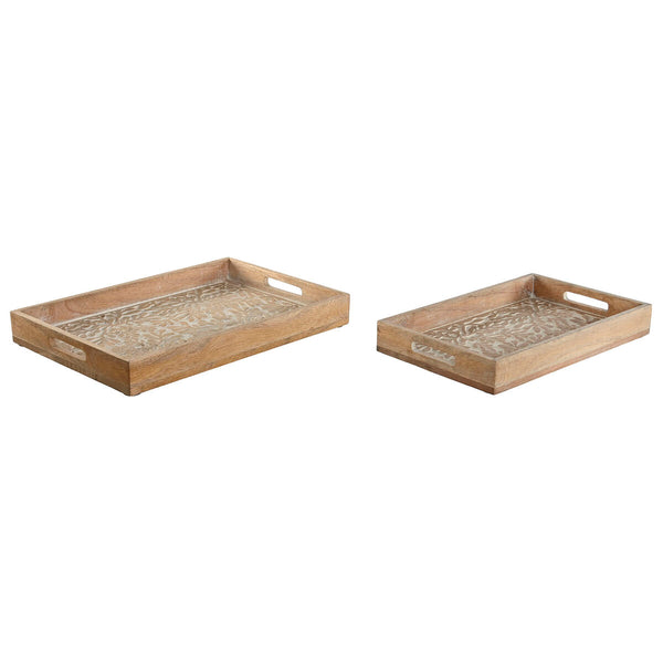 Tablettset Home ESPRIT Weiß natürlich Mango-Holz Holz MDF 44 x 29 x 5 cm (2 Stück)