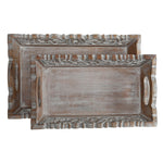 Tablettset Home ESPRIT Weiß natürlich Mango-Holz 40,5 x 25,5 x 6,5 cm (2 Stück)