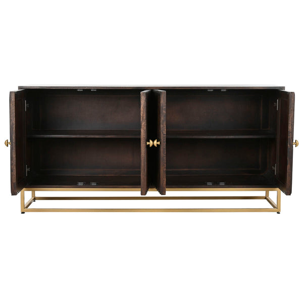 Anrichte Home ESPRIT Gold Dunkelbraun Metall Mango-Holz 157,5 x 47 x 76,2 cm