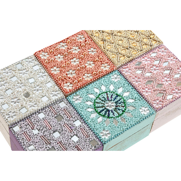 Box-Schmuckkästchen Home ESPRIT Bunt Rosa Lila Mango-Holz 10 X 10 X 6,6 cm (2 Stücke) (6 Stück)