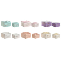 Box-Schmuckkästchen Home ESPRIT Bunt Rosa Lila Mango-Holz 10 X 10 X 6,6 cm (2 Stücke) (6 Stück)