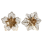 Wanddekoration Home ESPRIT Gold Moderne Blume 51 x 6 x 51 cm (2 Stück)