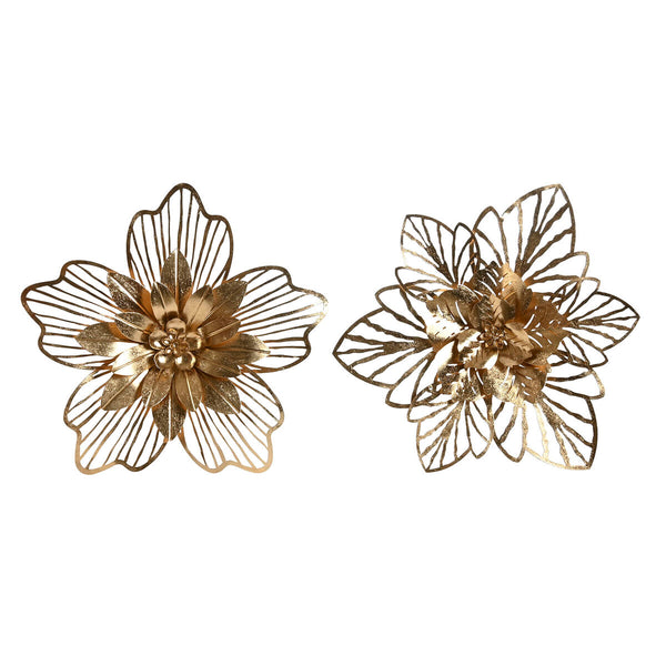 Wanddekoration Home ESPRIT Gold Moderne Blume 51 x 6 x 51 cm (2 Stück)