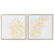 Bild Home ESPRIT Weiß Gold Leinwand Holz MDF Moderne Pflanzenblatt 42 x 4 x 42 cm (2 Stück)
