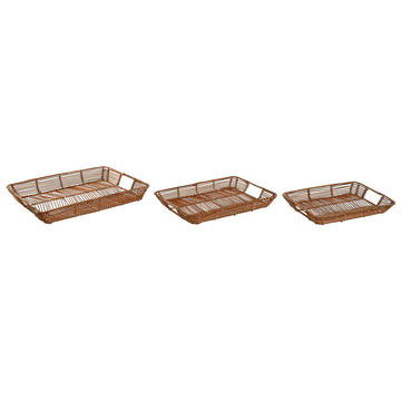 Tablettset Home ESPRIT natürlich Metall 44 x 32 x 6 cm (3 Stück)
