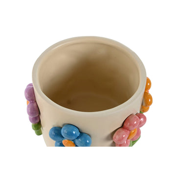 Blumentopf Home ESPRIT Bunt Creme Dolomite Blomster 20 x 20 x 18 cm