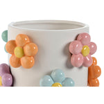 Blumentopf Home ESPRIT Weiß Bunt Dolomite Blomster 17 x 17 x 14,5 cm