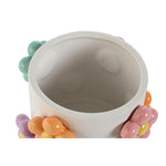 Blumentopf Home ESPRIT Weiß Bunt Dolomite Blomster 17 x 17 x 14,5 cm
