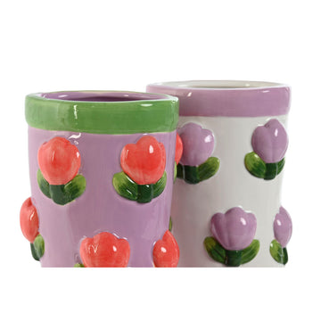 Blumentopf Home ESPRIT Weiß Lila Dolomite Stiefel 21 x 11 x 22 cm (2 Stück)