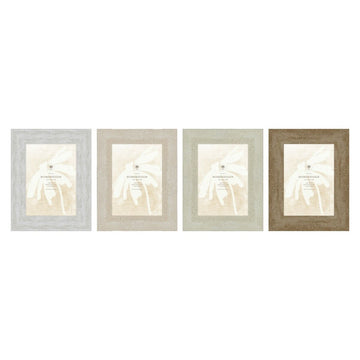Fotorahmen Home ESPRIT Weiß Beige Kristall polystyrol Scandi 19 x 2 x 24 cm (4 Stück)