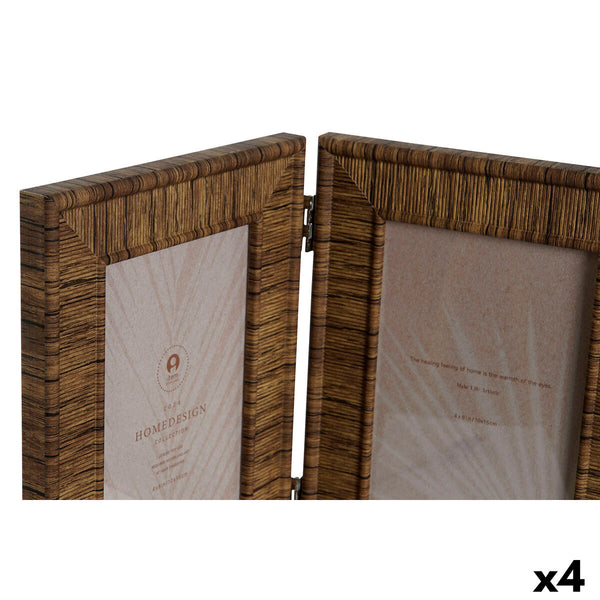 Fotorahmen Home ESPRIT Braun Beige natürlich Elfenbein Kristall polystyrol Skandinavisch 31 X 2 X 21 cm (4 Stück)