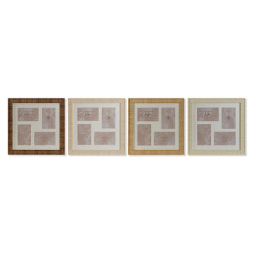 Fotorahmen Home ESPRIT Braun Beige natürlich Elfenbein Kristall polystyrol Skandinavisch 38 x 2 x 38 cm (4 Stück)