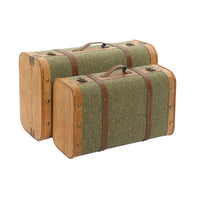 Truhensatz Home ESPRIT grün Holz Leinwand Tropical 60 x 24 x 38 cm