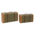 Truhensatz Home ESPRIT grün Holz Leinwand Tropical 60 x 24 x 38 cm