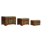 Truhensatz Home ESPRIT grün Bunt Holz Leinwand Tropical 60 x 43,5 x 42 cm (3 Stück)