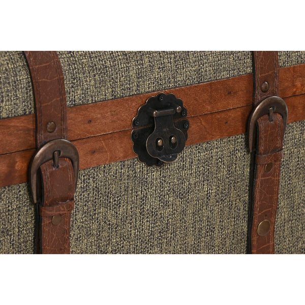 Truhensatz Home ESPRIT grün Bunt Holz Leinwand Tropical 60 x 43,5 x 42 cm (3 Stück)