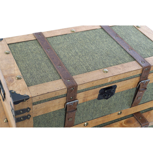 Truhensatz Home ESPRIT grün Holz Leinwand Tropical 81 x 50 x 45 cm (3 Stück)