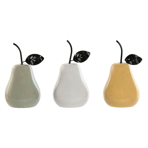 Deko-Figur Home ESPRIT Weiß grün Senf Moderne Birne 11 x 11 x 19 cm (3 Stück)