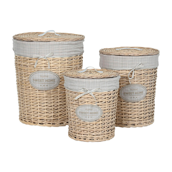 Korb für schmutzige Wäsche Home ESPRIT Creme korb Shabby Chic 45 x 45 x 55 cm 3 Stücke