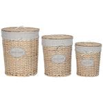 Korb für schmutzige Wäsche Home ESPRIT Creme korb Shabby Chic 45 x 45 x 55 cm 3 Stücke