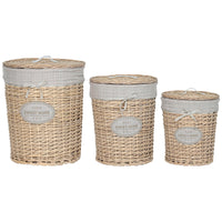 Korb für schmutzige Wäsche Home ESPRIT Creme korb Shabby Chic 45 x 45 x 55 cm 3 Stücke