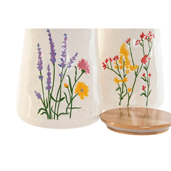 Gefäß Home ESPRIT Bunt Blomster Shabby Chic (2 Stück)