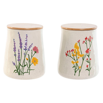 Gefäß Home ESPRIT Bunt Blomster Shabby Chic (2 Stück)