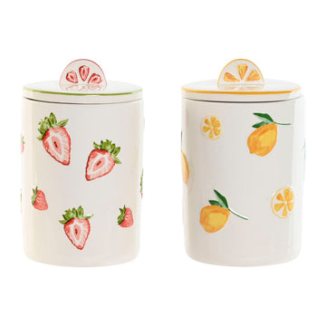Gefäß Home ESPRIT Gelb Rot grün Moderne Obst (2 Stück)