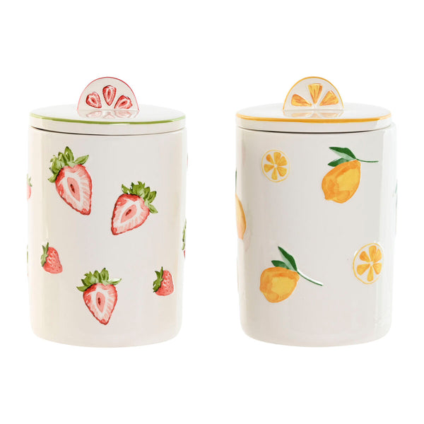 Gefäß Home ESPRIT Gelb Rot grün Moderne Obst (2 Stück)