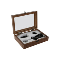 Weinzubehör-Set Home ESPRIT Schwarz natürlich Edelstahl Holz MDF 21 x 14,5 x 5,4 cm