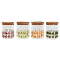 Gefäß Home ESPRIT Gelb grün natürlich Kork Silikon Borosilikatglas Shabby Chic 700 ml (4 Stück)