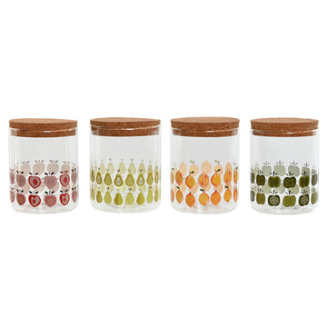 Gefäß Home ESPRIT Gelb grün natürlich Kork Silikon Borosilikatglas Shabby Chic 700 ml (4 Stück)