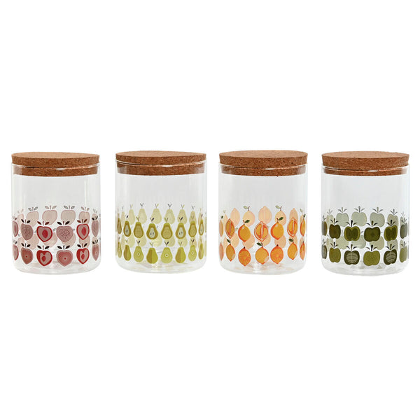 Gefäß Home ESPRIT Gelb grün natürlich Kork Silikon Borosilikatglas Shabby Chic 700 ml (4 Stück)