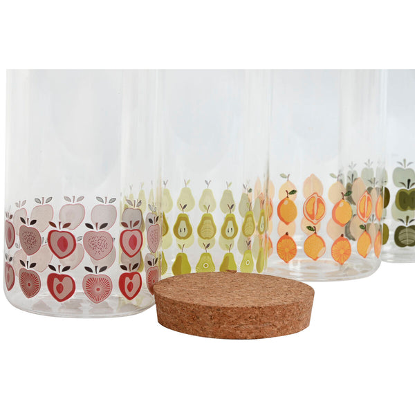 Gefäß Home ESPRIT Gelb grün natürlich Kork Silikon Borosilikatglas Shabby Chic 1 L (4 Stück)