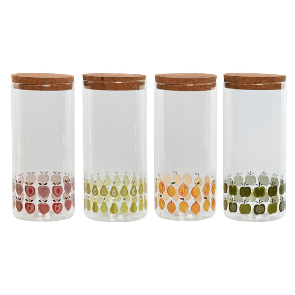 Gefäß Home ESPRIT Gelb grün natürlich Kork Silikon Borosilikatglas Shabby Chic 1,4 L (4 Stück)