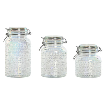 Set mit 3 Kanistern Home ESPRIT Durchsichtig Metall Kristall 1,2 L 3 Stücke