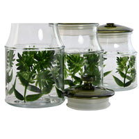 Set mit 3 Kanistern Home ESPRIT grün Kristall 1,2 L 3 Stücke