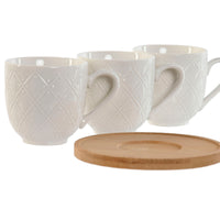 Satz von Kaffeetassen Home ESPRIT Weiß Bambus Porzellan 90 ml