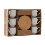 Satz von Kaffeetassen Home ESPRIT Weiß Bambus Porzellan 90 ml