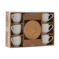 Satz von Kaffeetassen Home ESPRIT Weiß Bambus Porzellan 90 ml