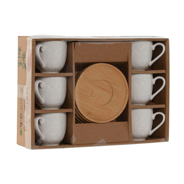 Satz von Kaffeetassen Home ESPRIT Weiß Bambus Porzellan 90 ml